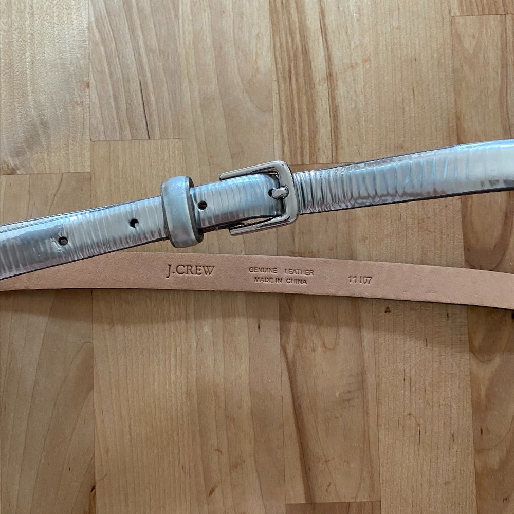 J.Crew leather silver metallic belt